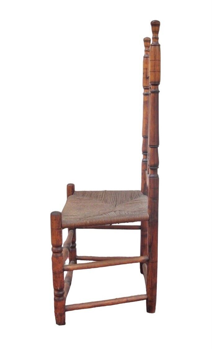 Early 18th Century William & Mary Period Triple Bannister Back Maple Side Chair
