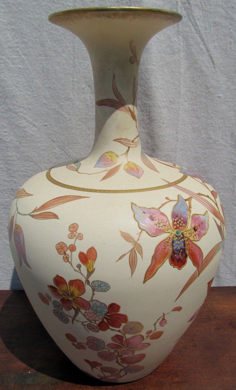 LARGE EXCELLENT STOKE ON TRENT POINTONS FLORAL PAINTED VASE 13 1/2: TALL-BEST!