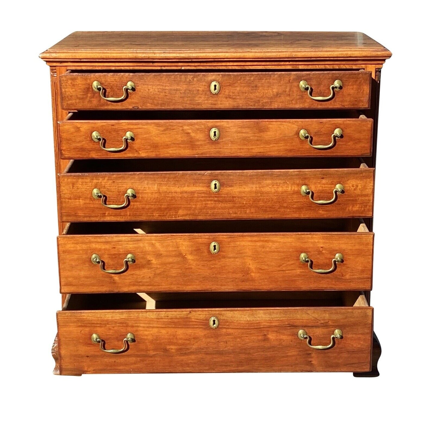 18th C Antique Pennsylvania Walnut Chippendale Semi Tall Chest / Dresser