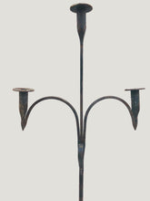 Load image into Gallery viewer, 18TH CENTURY FEDERAL TRIPLE ARM RAT TAILED SPIDER LEG WROUGHT IRON FLOOR LIGHT