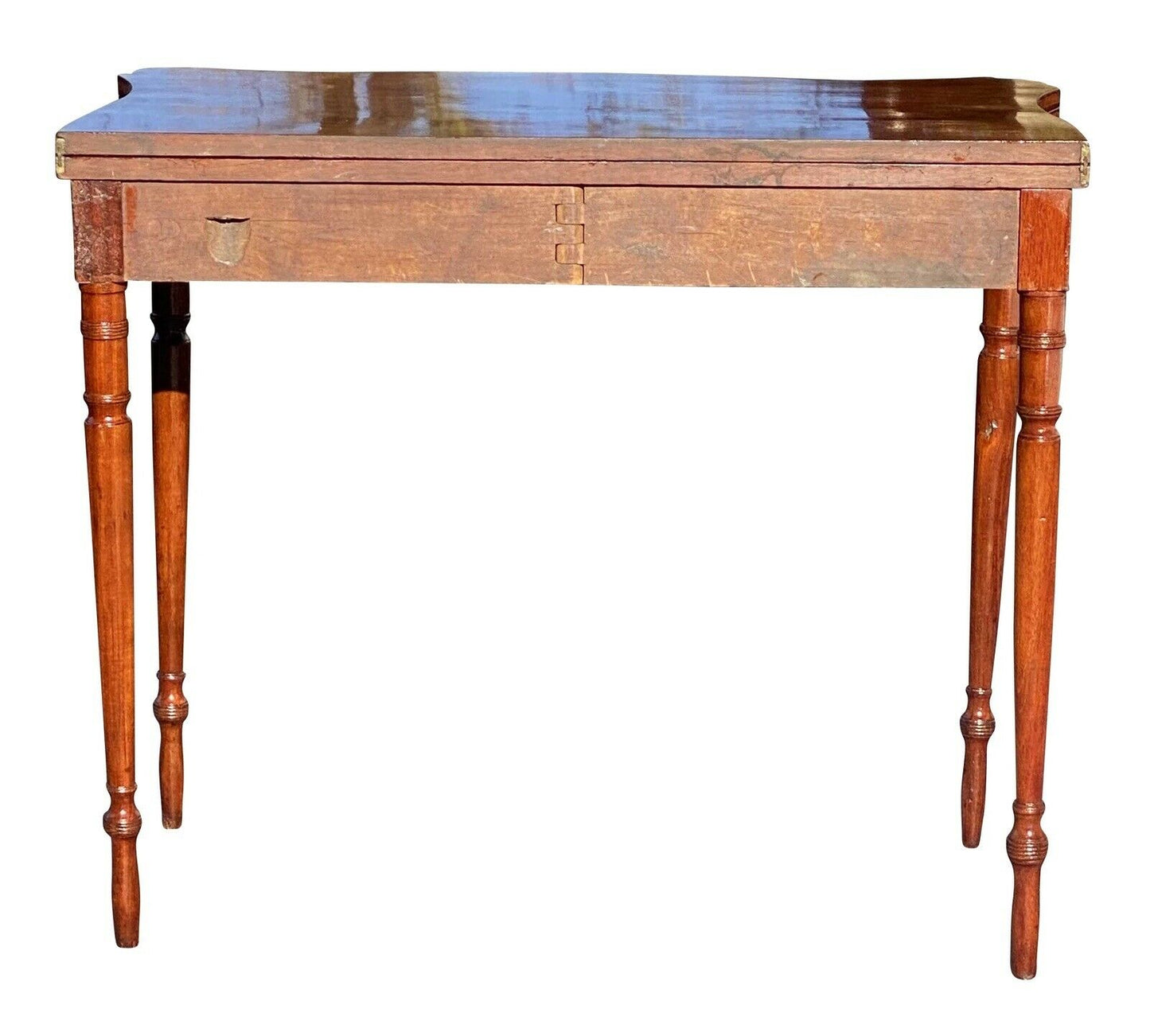 19th C Antique Sheraton Pennsylvania Walnut Card Table / Console Table