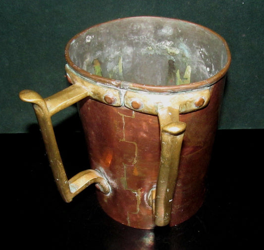 ARTS & CRAFTS COPPER & BRASS ANTIQUE JEWISH RITUAL HAND WASHING VESSEL