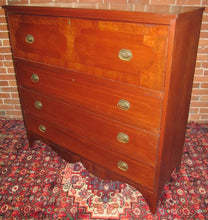 Load image into Gallery viewer, VERMONT HEPPLEWHITE PERIOD FORMED CHERRY INLAID WEDDING CHEST OF DRAWERS