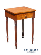 Load image into Gallery viewer, Early 19th Century Antique Federal Tiger Maple New England Work Table Nightstand