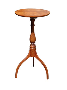 Federal Style New England Cherry Candlestand With Rare Tripod Spider Legs