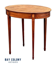 Load image into Gallery viewer, 19th C Antique Federal Period Oval Mahogany Work Table - Conch Shell Inlay