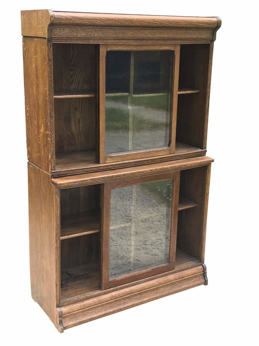 20TH C ARTS & CRAFTS / MISSION OAK DANNER STACKING OAK BARRISTER BOOKCASE