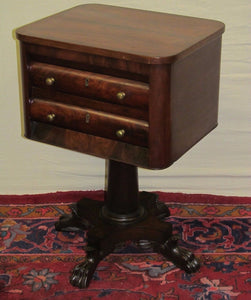 OUTSTANDING BOSTON CLASSICAL MAHOGANY & ROSEWOOD INLAID WORK TABLE BY ISSAC VOSE