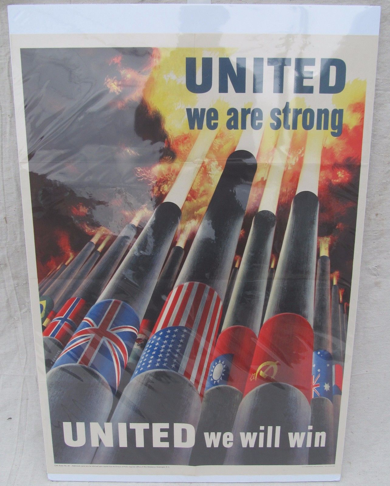 1943 WORLD WAR II UNITED NATIONS WAR POSTER