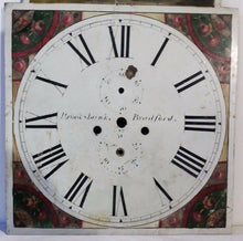 Load image into Gallery viewer, EARLY 19TH C ANTIQUE BROOKSBANK BRADFORD TOMBSTONE FORM TALL CASE CLOCK FACE