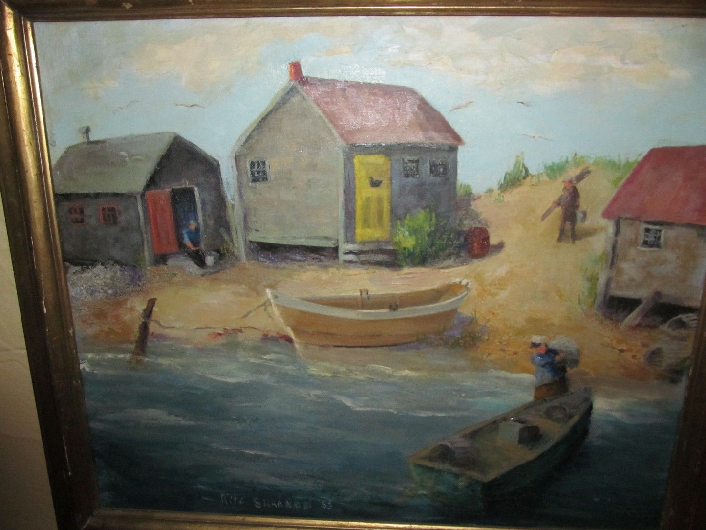 IMPRESSIONIST AMERICAN SIGNED SEASCAPE PAINTING OF PROVINCETOWN MASSACHUSETTS