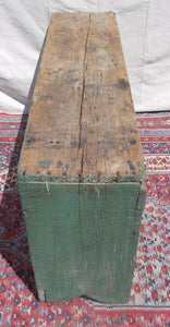 19TH CENTURY NEW ENGLAND PINE BUCKET BENCH IN OLD APPLE GREEN PAINT