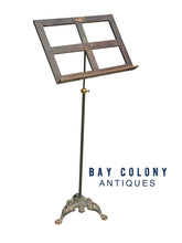 Load image into Gallery viewer, 19TH C ANTIQUE VICTORIAN CAST IRON &amp; OAK ADJUSTABLE MUSIC / DICTIONARY STAND