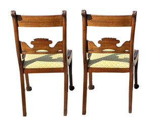 19th C Antique Pair Of Classical Carved Mahogany Chairs - Duncan Phyfe Nyc