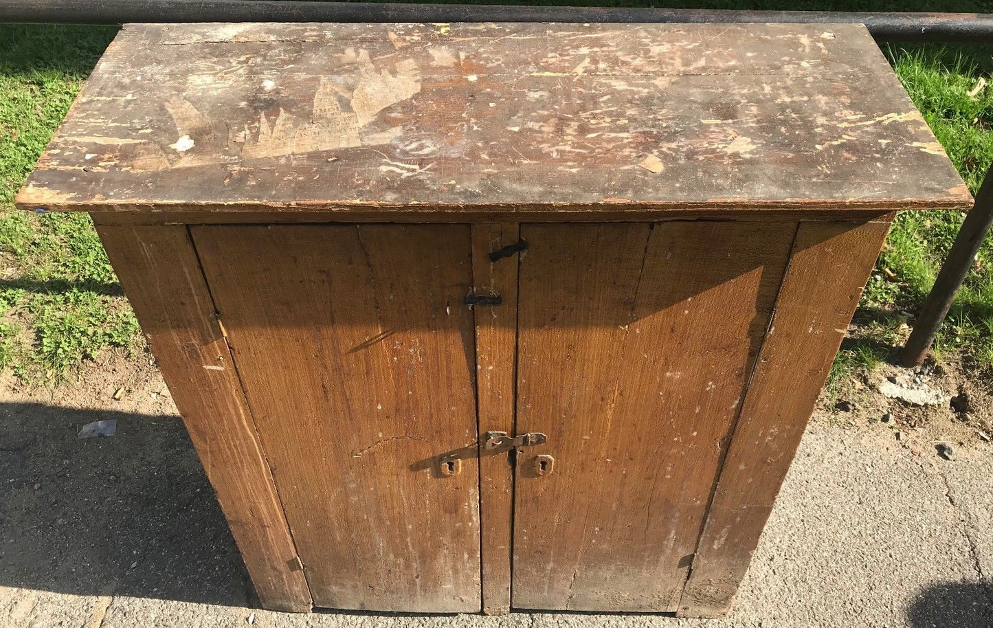 EARLY 19TH C. PRIMITIVE JELLY CUPBOARD IN ORIGINAL BITTERSWEET PAINT SURFACE