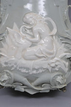 Load image into Gallery viewer, 19TH CENTURY FRENCH  SLIP DECORATED CELEDON GREEN LAVABO TANK WITH COVER