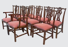 Load image into Gallery viewer, EXCEPTIONALLY FINE SET OF 10 CHIPPENDALE STYLE MAHOGANY DINING CHAIRS-A-1 COND.