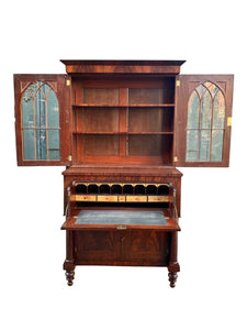 19th C Antique Classical Mahogany Philadelphia Quervelle Butlers Desk / Bookcase