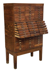 19th C Antique Victorian Tiger Oak Library Bureau Makers Legal Size Stacking File Cabinet