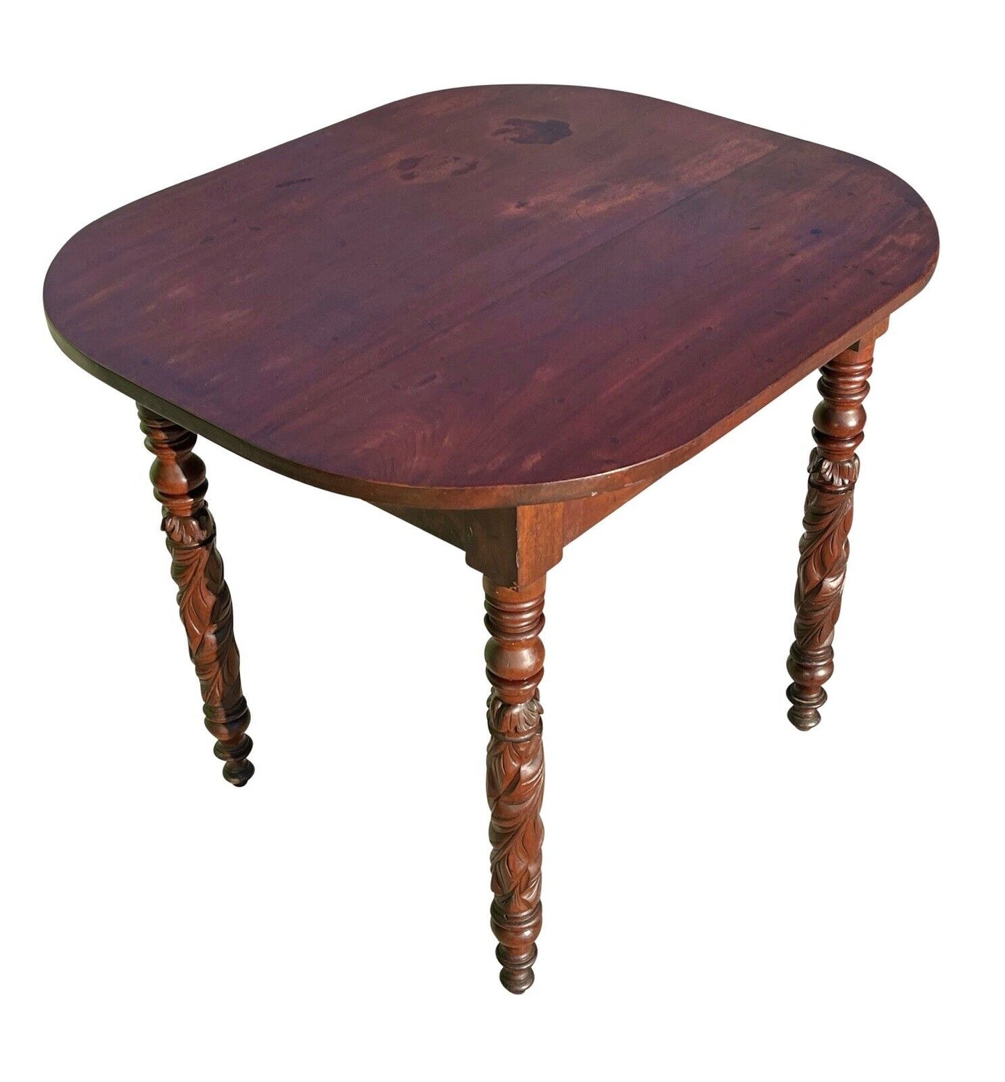 19th C Antique New York Federal Mahogany Table With Acanthus Carved Legs