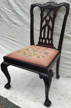 Load image into Gallery viewer, 18TH C MAHOGANY CHIPPENDALE HEAVILY CARVED GOTHIC ANTIQUE SIDE CHAIR