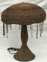Load image into Gallery viewer, EARLY 20TH C ARTS &amp; CRAFTS HEYWOOD WAKEFIELD ANTIQUE TABLE LAMP W/ SILK UNDERLAY