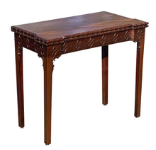 Load image into Gallery viewer, 19th C Antique Irish Chinese Chippendale Mahogany Game Table W/ Concertina Legs