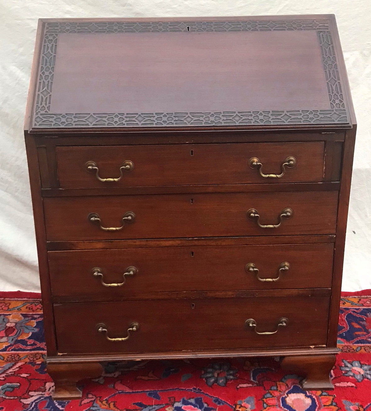 ANTIQUE CHINESE CHIPPENDALE STYLED MAHOGANY DESK IN DESIRABLE SIZE