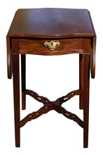 Load image into Gallery viewer, 20th C Antique Chippendale Mahogany Drop Leaf Pembroke Table W Pierced Stretcher