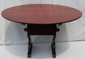 ANTIQUE QUEEN ANNE STYLE OVAL FORM CHERRY SHOE FOOT HUTCH TABLE - WONDERFUL