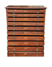 Load image into Gallery viewer, 19th C Antique Victorian Tiger Oak 10 Drawer Map File Cabinet / Flat File