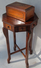 Load image into Gallery viewer, EXCEPTIONAL ANTIQUE FOLK ART  INLAID SMOKING STAND WITH MATCHED INLAID HUMIDOR