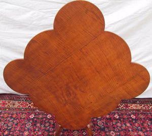 FINE 18TH CENTURY RARE FEDERAL PERIOD CLOVER SHAPED TIGER MAPLE TIP TOP TABLE