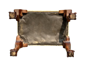 Antique Queen Anne / Chippendale Style Walnut Footstool With Ball & Claw Legs