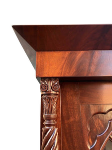 19th C Antique Classical Mahogany Philadelphia Quervelle Butlers Desk / Bookcase