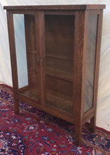 Load image into Gallery viewer, ANTIQUE MISSION OAK DOUBLE GLASS DOOR CHINA CABINET BY UNION FURN. CO NEW YORK
