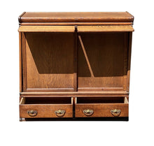 Load image into Gallery viewer, 19th C Antique Oak Encyclopedia Size Large Barrister Bookcase / Cabinet - Globe