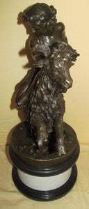 NEOCLASSICAL BRONZE OF INTOXICATED BACCHANTES MOUNTED ON RAM-SIGNED CLODION