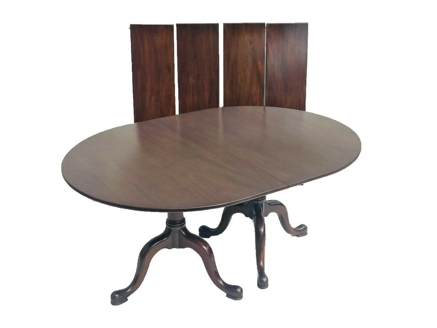 20TH C HENKEL HARRIS MAHOGANY DOUBLE PEDESTAL DINING SET ~~ TABLE & 12 CHAIRS