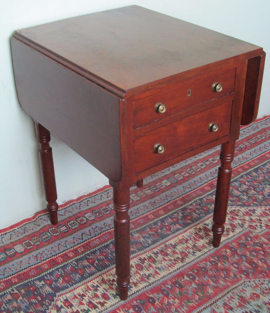 EARLY 19TH CENTURY SHERATON MID ATLANTIC CHERRY WORK TABLE