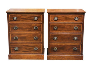 20TH C CHIPPENDALE ANTIQUE STYLE PAIR OF MAHOGANY BACHELORS CHESTS / NIGHTSTANDS