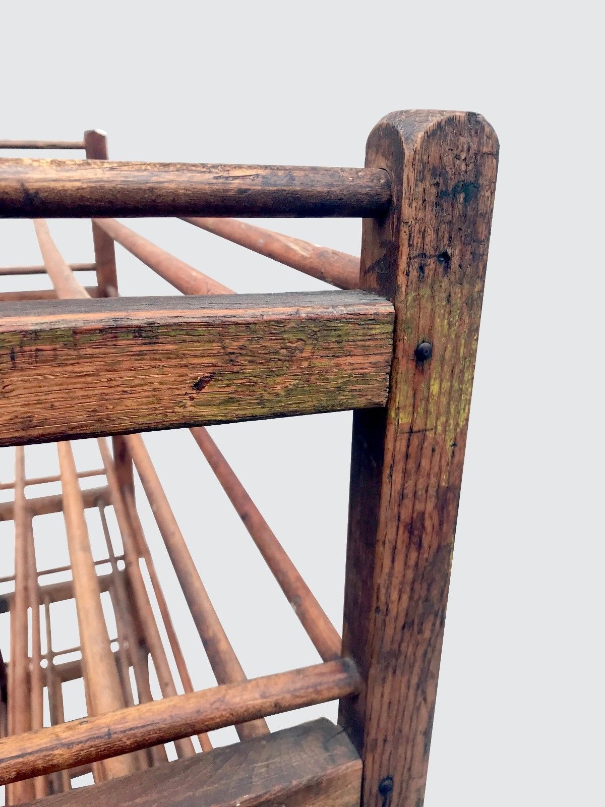 19TH CENTURY AMERICAN OAK INDUSTRIAL SHOE RACK WITH SIX TIERS-GREAT FOR WINES