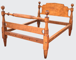 EXCEPTIONALLY FINE SOLID TIGER MAPLE FEDERAL CANNONBALL BED-BOLDEST & BEST GRAIN