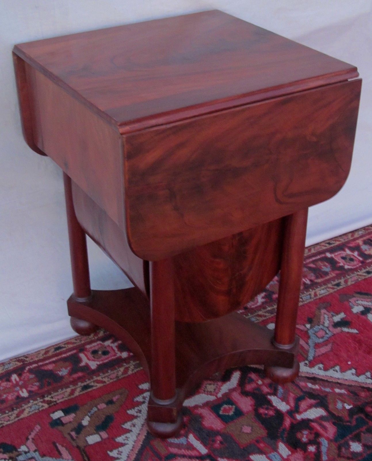 FEDERAL MAHOGANY SOW BELLY WORK TABLE ATTRIBUTED TO ISSAC VOSE - BOSTON MASS