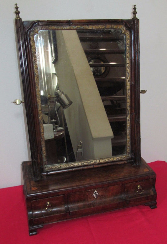 IMPORTANT EARLY 18TH CENTURY INLAID QUEEN ANNE SHAVING MIRROR-BEST SPECIMEN!