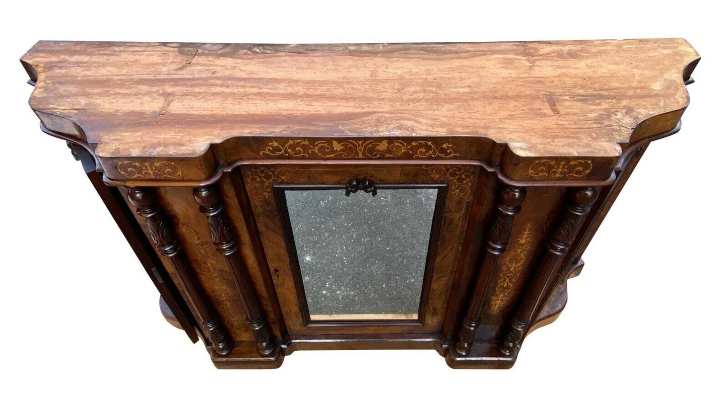 19th C Antique Victorian Walnut Marble Top Sideboard / Server ~ Console Table