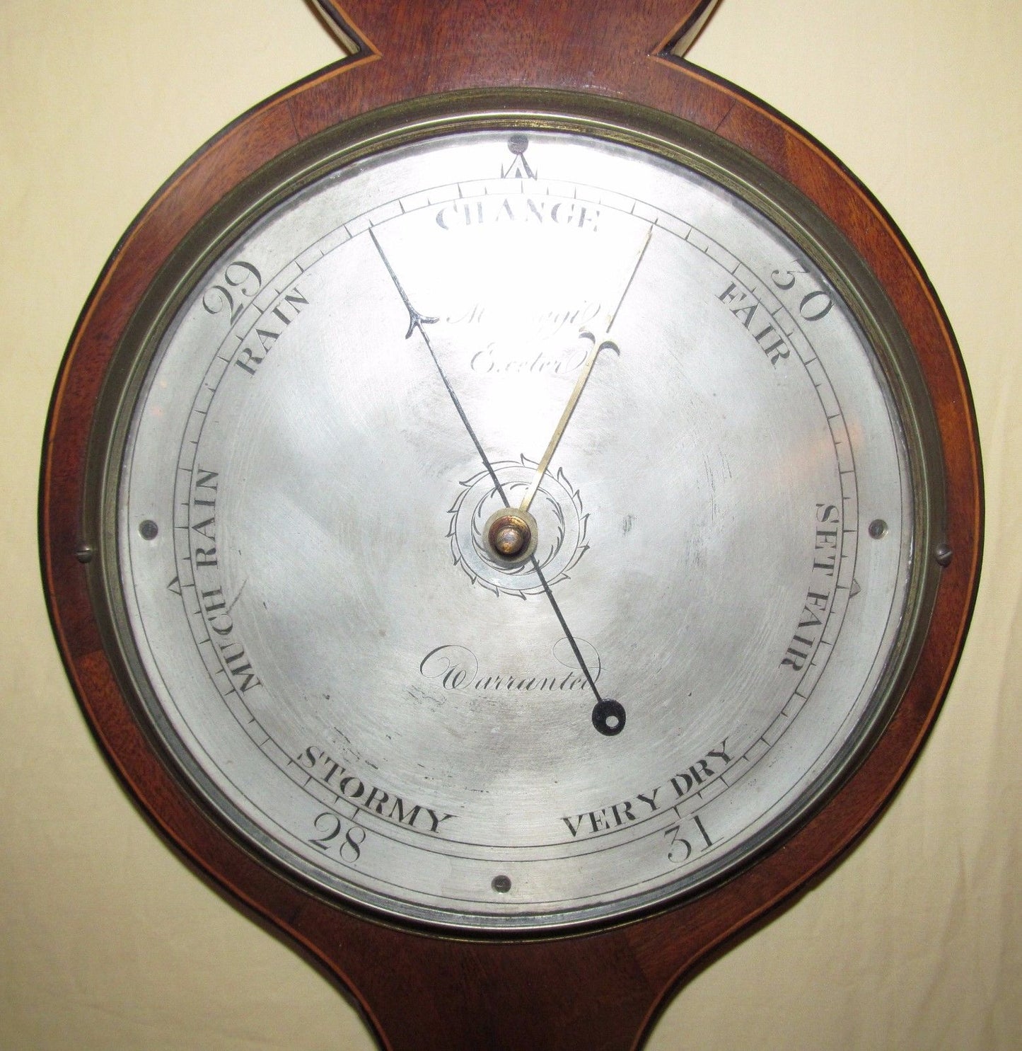 FINELY INLAID EARLY 19TH CENTURY BAROMETER WITH CONCH SHELLS & SEA ANEMONE