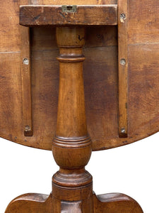 18th C Antique Queen Anne Pear Wood Tilt Top Tea Table