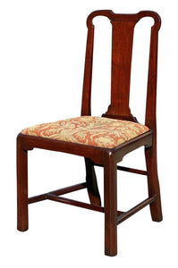 18th Antique George Iii Walnut Side Chair W/ Needlepoint Seat