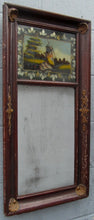 Load image into Gallery viewer, FEDERAL PERIOD GLAZED FINISHED EGLOMISE MIRROR IN SPANISH BROWN W/ GILT SCALLOPS